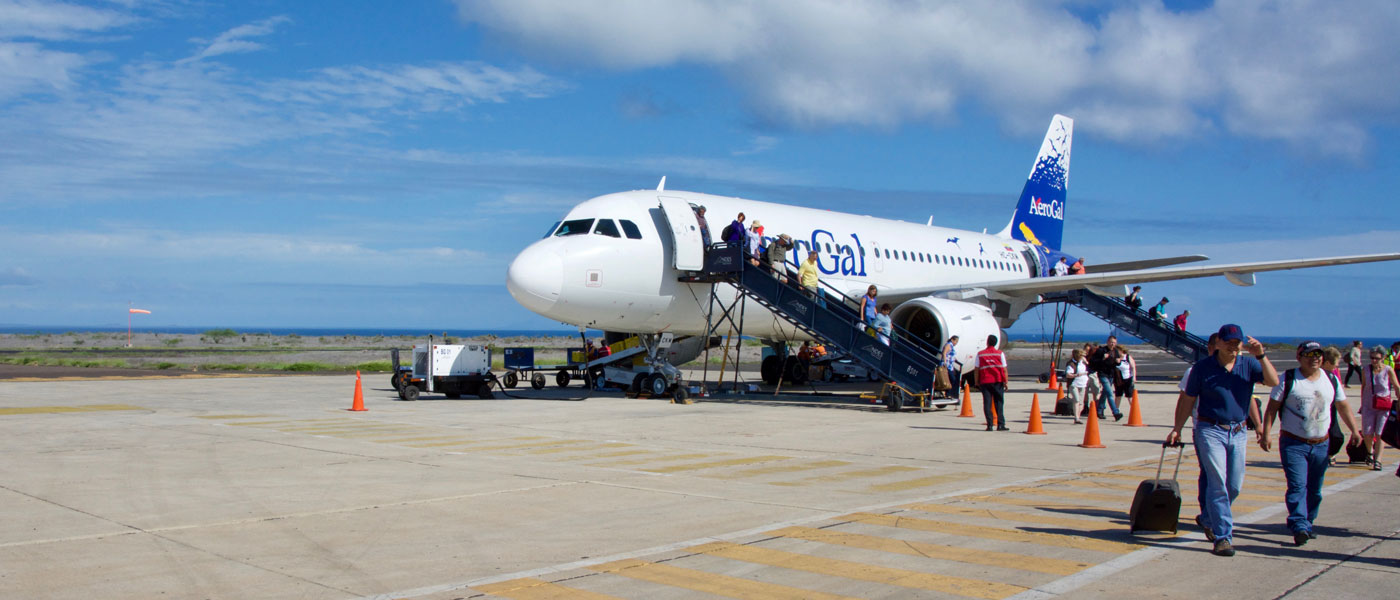 Plane Arrival at Baltra Island